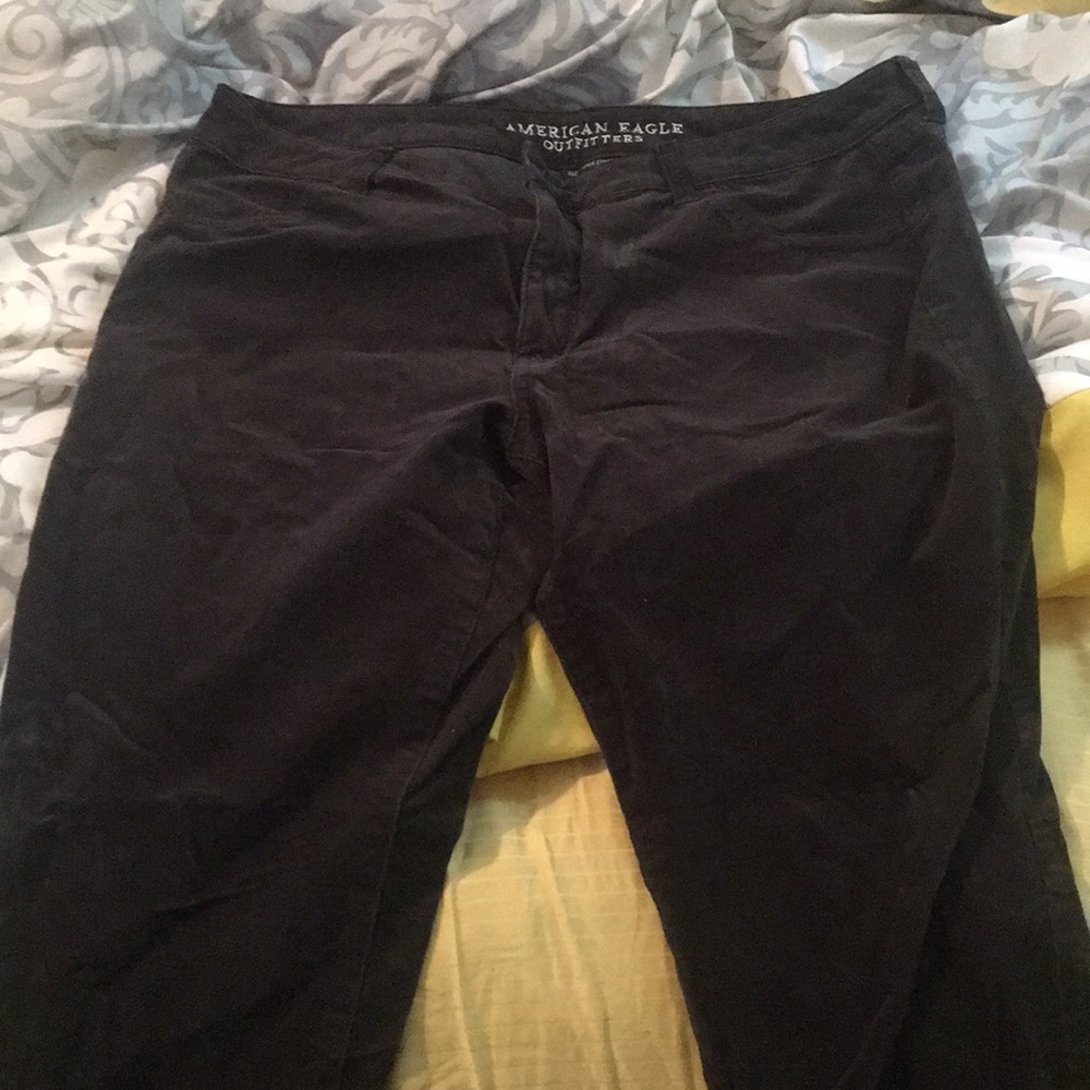 Black corduroy American eagle pants
